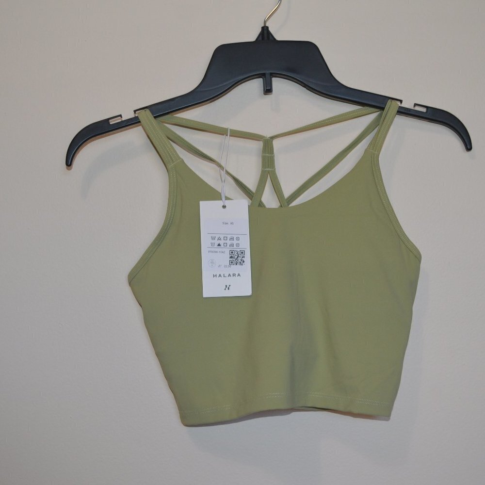 HALARA CLOUDFUL AIR DOUBLE STRAPS CRISSCROSS CROPPED YOGA TANK NWT - Picture 2 of 4